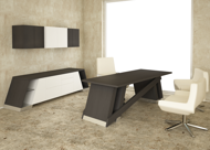 Baltoro Modern Executive Desk & Credenza with solid top in Columbia espresso